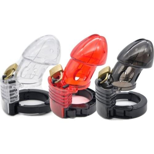 Mini Male Chastity Cock Cage Penis Belt Lock with Four Rings Gay G-spot Stimulator Adults Sex Toys For Man