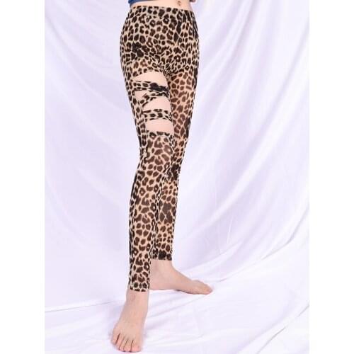 BellyQueen Belly Dance Pants Leopard Leggings Long Practice Clothes Performance Trousers