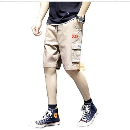 Daiwa Mens Loose Fishing Pants 2020 Summer Overalls Casual Multi-pocket Shorts Outdoor Riding Solid Color Pants