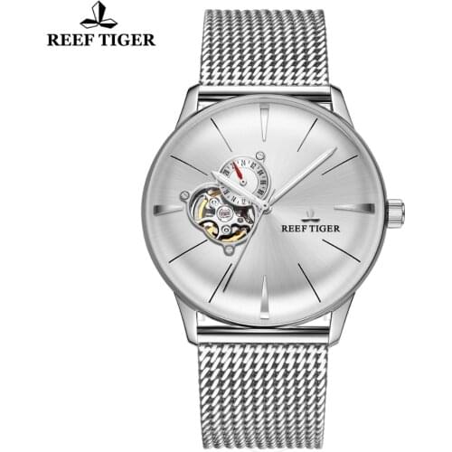 Reef Tiger/RT Designer Mens Dress Watch Stainless Steel Automatic Mechanical Watches Waterproof Bracelet Watch Clock RGA8239