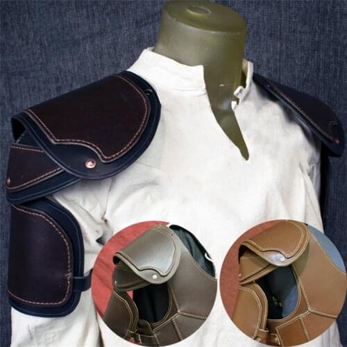 Men Medieval Costume Armor Cosplay Accessory Vintage Gothic Warriors Knights Shoulder PU Leather Harness