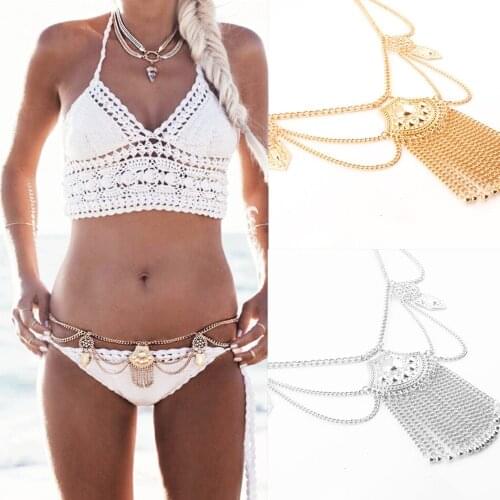 New fashion Summer Style Sexy Silver plated Waist Body Chain Punk Tassel Chain Jewelry bikini for women body chain