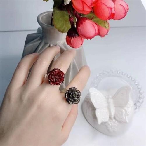 DIY New Flower Resin Rings for Women Sweet Colorful Rose Finger Ring 2021 Fashion Vintage Female Girl Transparent Rings Gift