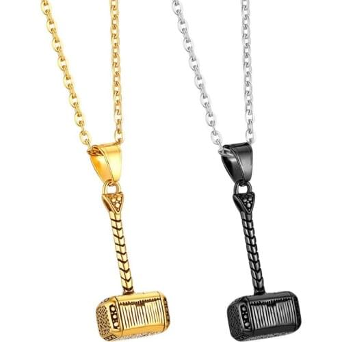 BONISKISS stainless steel thors hammer pendant necklace men jewelry dropshipping fashion Vintage Men Jewelry Gift