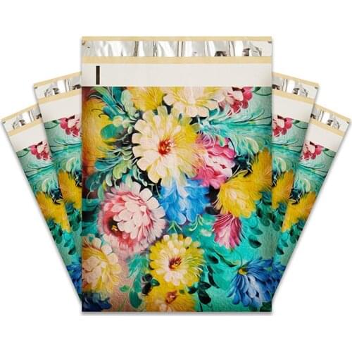 26x33cmBig flower oil painting Poly Self-seal Mailbag Plastic Courier Destructive Mailing Plastic Gift Shopping Express Mail Bag