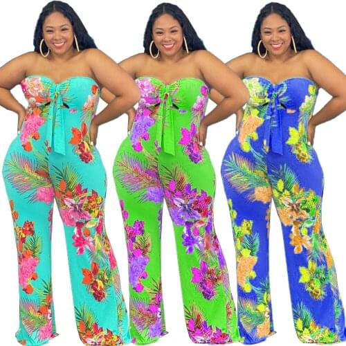 Zoctuo Casual Jumpsuits And Rompers Club Floral Print Off Shoulder Sexy Jumpsuit Wide Leg Hollow Out One Piece Overall Romper