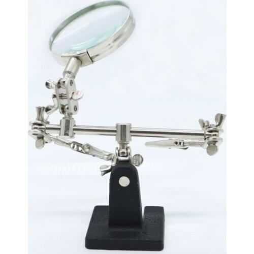 Newest protable Third Hand Tool Soldering Stand with 5X Magnifying Glass 360 Degree Rotating Adjustable Locking Arms