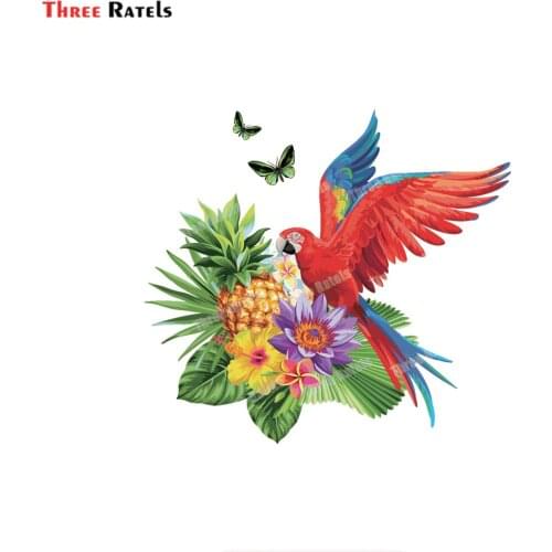 Three Ratels QQC1 Fleurs Tropicales Et Ara 3 Ambiance Sticker For Room Wall Decoration Personalized Decals