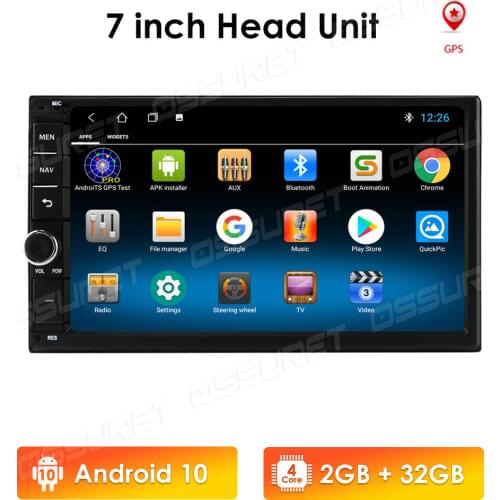 2G RAM 32G ROM 2din Android 10 Universal Car Radio Gps Navigation 7 Inch Touch Screen 1080p Stereo Video BT Wifi USB Double Din
