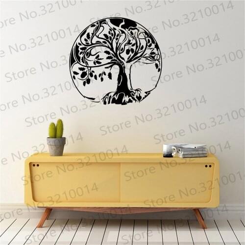 Vinyl Wall Decal Abstract Oak Tree Of Life Acorn Stickers Art Mural Bohemian Removable Home Living Room Decor PW727