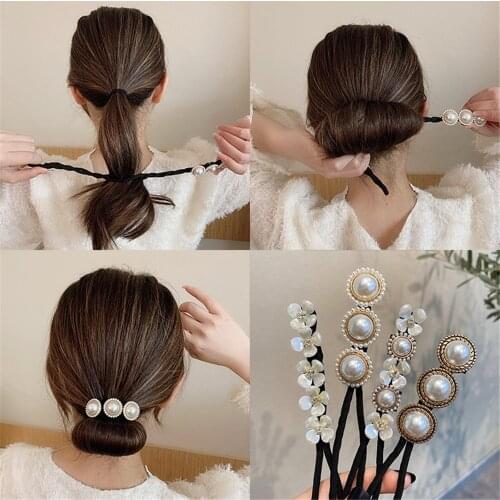 Vintage Baroque Shell Pearl Hairpin Bun Hairstyle Hair Stick Woman Elegant Hair Scrunchies Banquet Wedding Hair Accessories