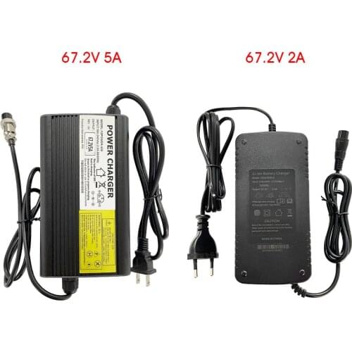 67.2V 2A 5A Charger Adapter for 60V E Scooter Lithium Battery Charger High Quality E-bike Replenisher Loaders Faster Chargers