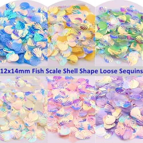 180Pcs 12x14mm Sea Shell PVC Loose Sequins for Sewing Embellishment Findings Wedding Handcraft Women Clothes Dress Accessories