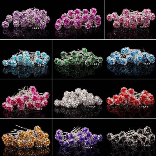 20PCS Bridal Wedding Crystal Flower Hairpins Prom White Pearl Alloy Hair Clips Fashion Jewelry Hair Accessories For Girl Women