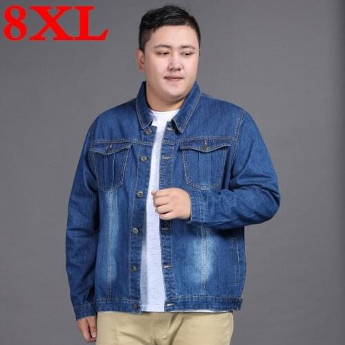 2020 new plus size 8XL 7XL 6XL 5XL 4XL 3XL spring new classic denim brand clothing casual men jean jacket coat male