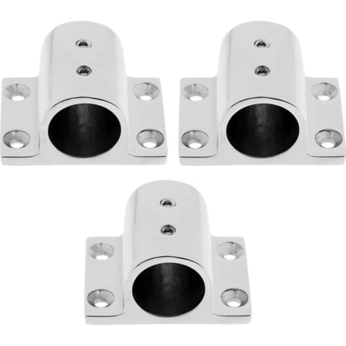 3pcs Marine Boat Hand Rail Fitting 90 Degree Rectangle Stanchion Base for 1inch Tube