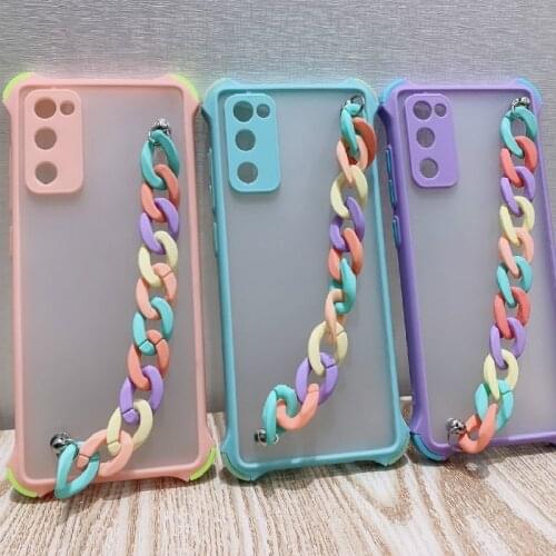3D Wrist Chain Phone Case for Samsung S20 FE Note 10 8 9 a50 a30s a71 a51 4g Transparent Soft Back Cover for samsung a11 a01