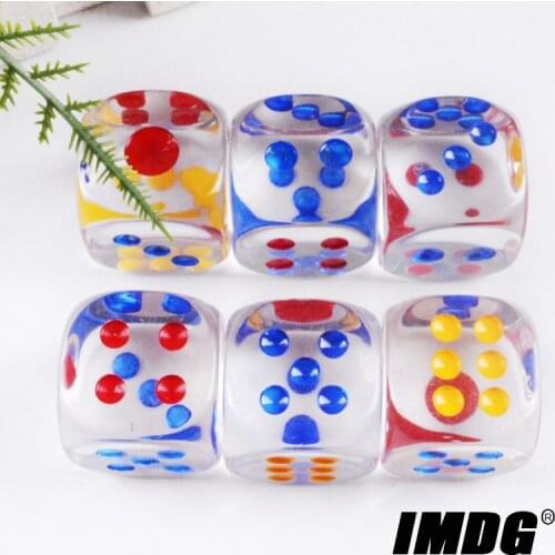 #25 Transparent Acrylic Dice 25mm Multicolor Dot Round Corner High Quality Boutique Flying Chess Game Dice