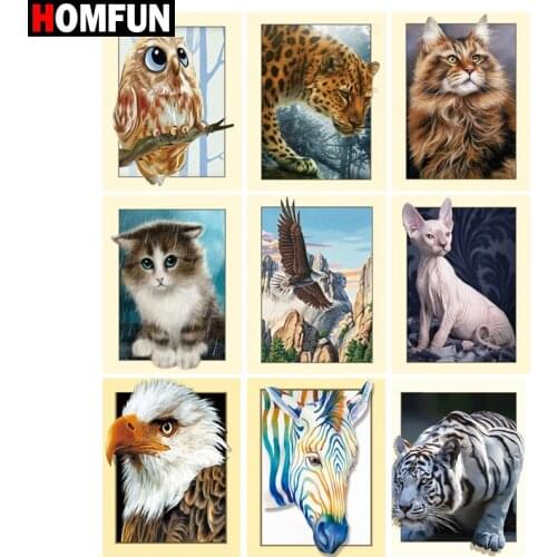HOMFUN Full diamond Painting "Animal photo frame" Resin Drill Embroidery 5D Diy Diamond Painting Handmade Cross Stitch gift