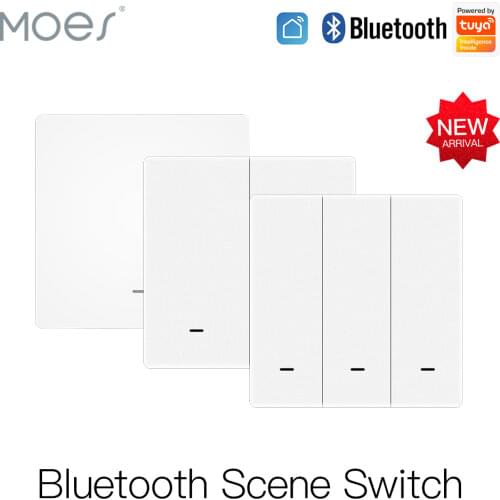Moes Tuya Bluetooth Mesh Wireless Scene Switch Push Button Battery Powered Transmitter Scenario for Smart Devices 1/2/3Gang