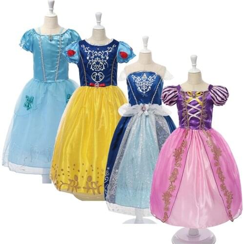 Rapunzel Princess Kids Dress Cinderella Snow White Dresses Girls Princess Cosplay Costume Children Belle Birthday Children Dress