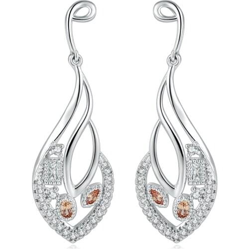 Double Fair White Gold Delicate And Sweet Leaf-shaped Eomens Earrings Zirconia 2019 Statement Earring Jewelry DFE044