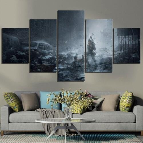 5 Piece Game Poster Canvas Paintings Tom Clancys The Division Poster Game Scene Fantasy Wall Art Paintings for Home Decor