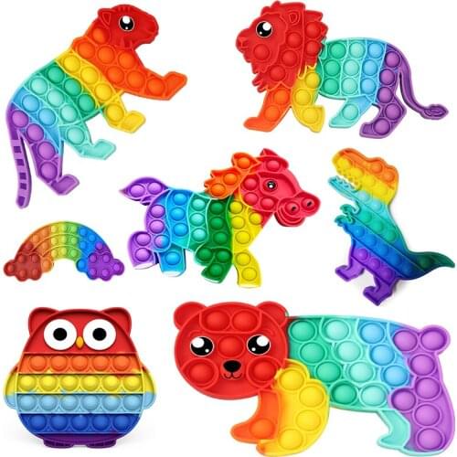 Rainbow Hot Push Bubble Animal Fidget Toys Adult Stress Relief Toy Antistress Soft Squishy Anti-stress Gift Anti Stress Game