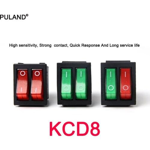KCD8 Double Rocker Switch ON-OFF 2 Position 6PIN Electrical equipment With Light Power Switch Switch 16A 250V/20A 125VAC