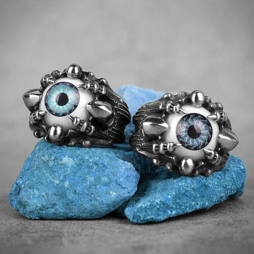 Stainless Steel Men Rings Demon Devils Eye Domineering Punk Rock Hip Hop for Biker Male Boy Jewelry Creativity Gift Wholesale