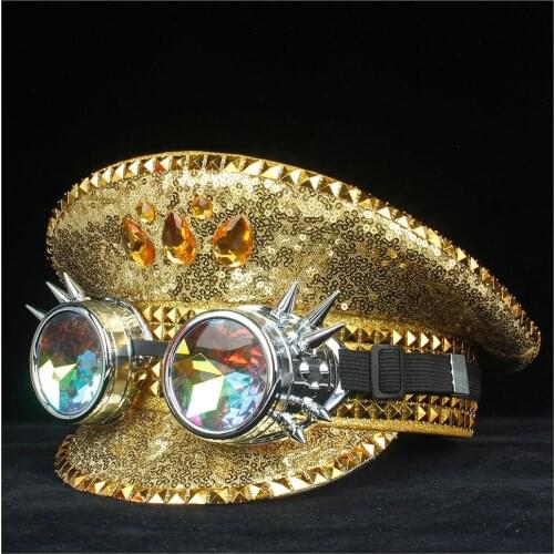 Men Women Steampunk Police Hat With Gear Glasses Nightclub Hat Hat Military Hat Adult Hat Fascinator 3 Size