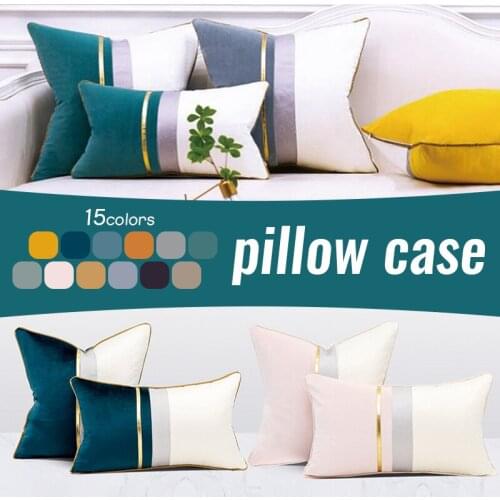 New Soft Velvet Home Decoration Pillow Cushion Simple Golden Belt Pillow For Office Nap Backrest Sofa Square Seat Cushion