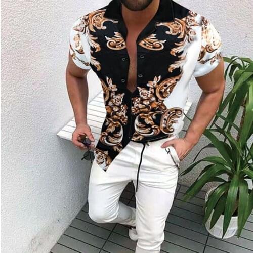 New Arrival Mens Street Shirts Men 2021 Hawaiian Casual Single row Button Fashion Shirts Printed Short-sleeve Blouses Tops