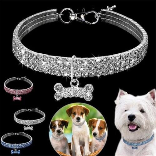 30pcs Bling Rhinestone Dog Collar Crystal Pet Collars Puppy Cat Necklace Pet Supplies