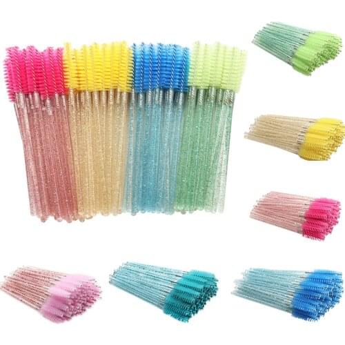 1000Pcs Disposable Crystal Eyelash Brush Mascara Wands Applicator Grafting Eyelash Curling Comb Cosmetic Brushes Makeup Tool