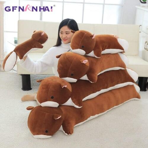 1pc 50-145CM Cute Long Silver Fox and Flying Squirrel Plush Pillow Stuffed Soft Animal Dolls Children Kids Sleeping Pillow Gifts