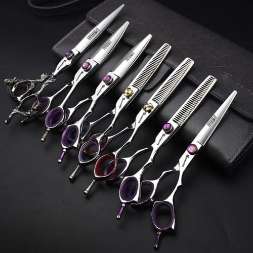 Barber Shop Professional Hairdressing Scissors 6 inch Hair Stylist Special Cutting and Thinning Scissors 8PCS Scissors Set