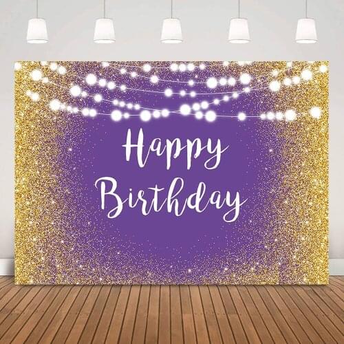 Purple Shiny Birthday Cake Smash Backdrop Decorations Golden Glitter Dots Photoshoot Adult Kids Birthday Party Banner Background