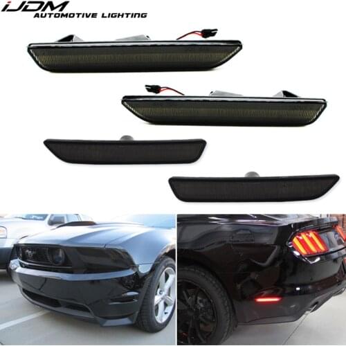 IJDM For Car Mustang LED Amber/Red Full Side Marker Lights For 2010-2014 Ford Mustang front & Rear LED sidemarker lamps 12V