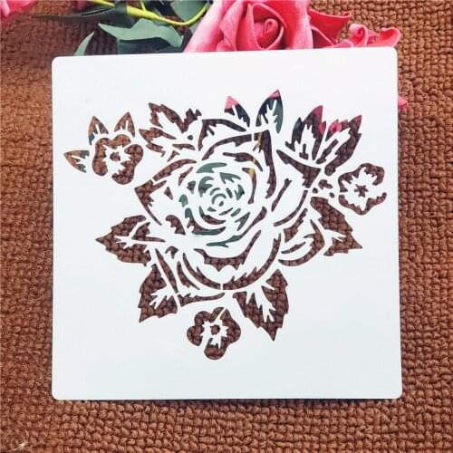 13*14CM Flowers Mold Shield DIY Cake Scrapbook Stencils Hollow Embellishments Printing Lace Ruler Valentines Day