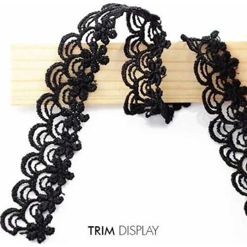 Water Soluble Black Embroidered Scrapbooking Lace Ribbon Fabric Motif Trim Embellishment Applique Sewing Supplies 28yard/T940