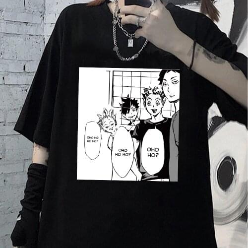 Janpanese Anime Oya Oya Oya Haikyuu T Shirt Men Tops Kuroo Cartoon T-shirt Karasuno Kawaii Fly High Graphic T Shirt Female