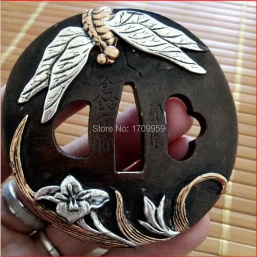 Wonderful Dragonfly Theme Copper Tsuba Guard For Japanese Samurai Katana Sword or Wakizashi DIY Fittings