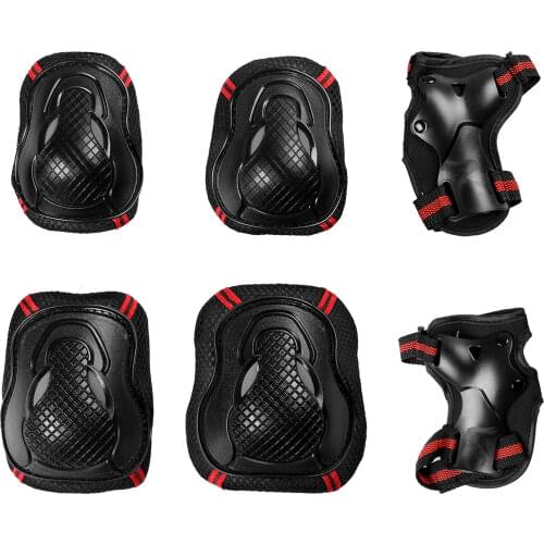 6Pcs Kids Sports Protective Gear Skateboard Ice Skating Guard Kit Adjustable Elbow Wrist Pads Knee Protectors for Cycling Riding