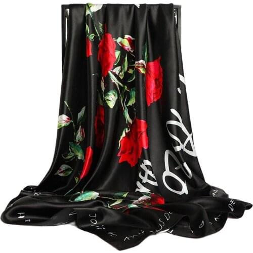 Silk Scarf Women Bufanda Designer Foulard Cheveux Soft Satin Shawl Scarfs Kerchief 90*90cm Square Handkerchief Hair Head scarf