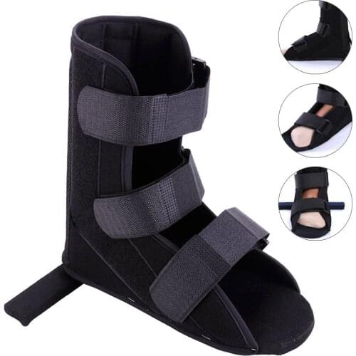 1PC Black Adjustable Soft Foot Fracture Recovery Night Splint Plantar Brace Ankle Support Rehabilitation Strap Protective Shooes