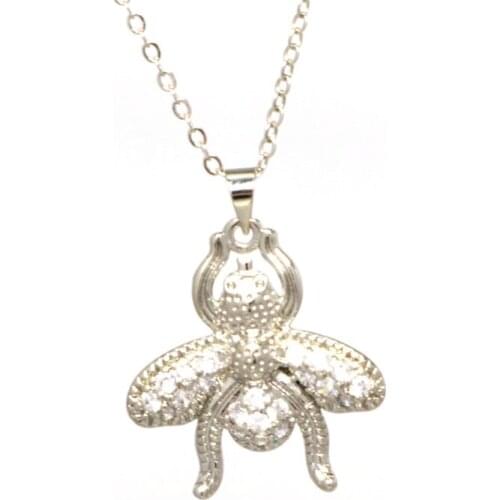 1pcs Cute Animal Bee Beautiful Pendant Necklace For Women With High-quality Rhinestones Shiny Noble Jewelry Gifts