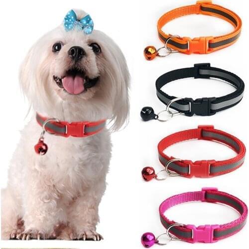 1PC Adjustable Pet Collars With Bells Necklace Collar Popular Polyester Dog Collars High Quality Pet Supplies 19-32CM