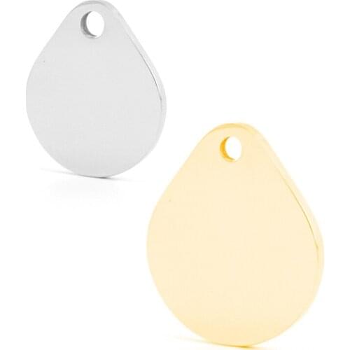 10pcs water drop Pet ID name Key tag stainless steel mirror polish high quality silver/gold color Pendant charms