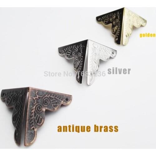 12pcs Metal Decorative Jewelry Wine Gift Box Wooden Case Chest Iron Edge Cover Corner Protector Guard Side length 25mm 3 color